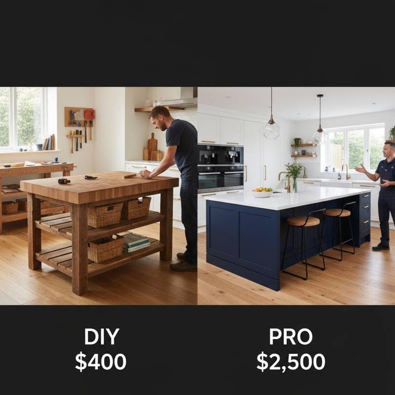 DIY Kitchen Island Costs $400 vs $2,500 for Pros